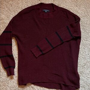 American Eagle Outfitters Maroon Sweater with Dark Stripes
